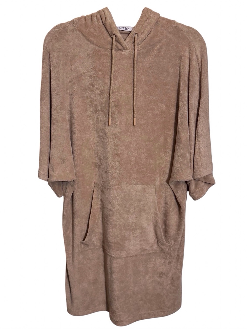 Mersea One Size NWT Brown Terry Cloth Hooded Tunic Top Pocket Vacation Beach